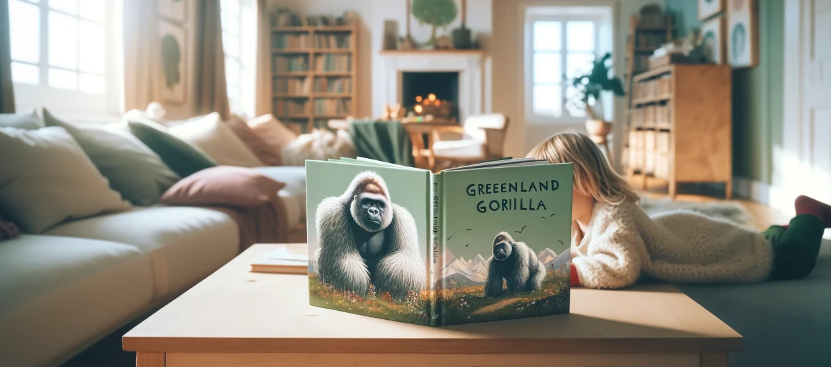 Grönlandgorilla Buch lesendes Kind